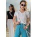Frenchy High Waist Pleated Knot Wide Leg Knit Pants